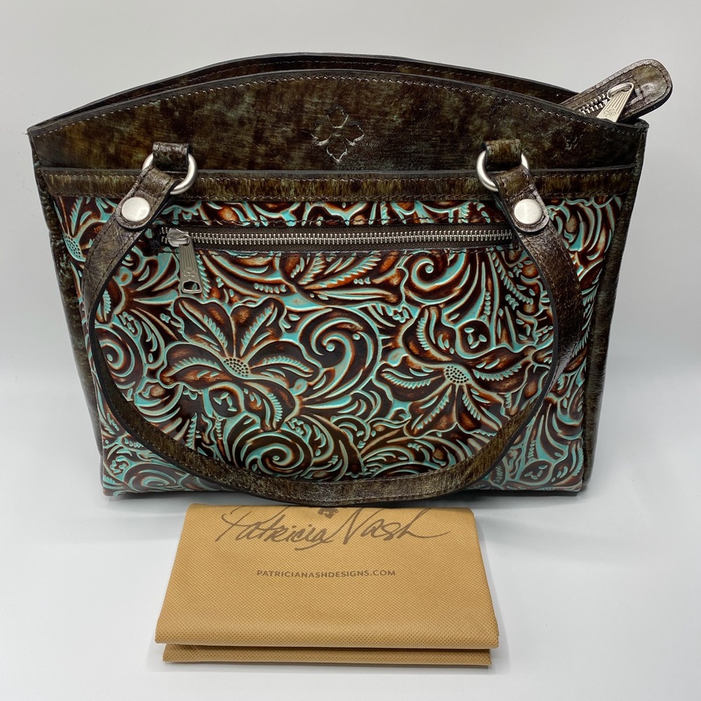 PATRICIA NASH TOOLED TURQUOISE POPPY TOTE